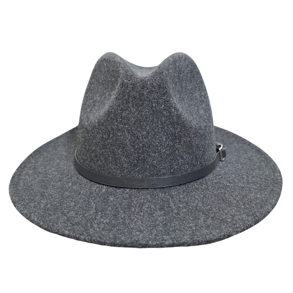 Unbranded Wool Fedora Hat Men's Charcoal Grey Wool Blend Wide Brim Size‎ Large